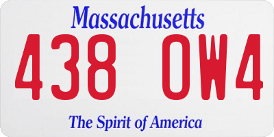 MA license plate 438OW4