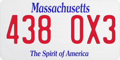 MA license plate 438OX3