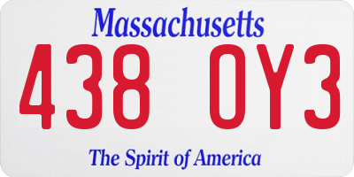 MA license plate 438OY3