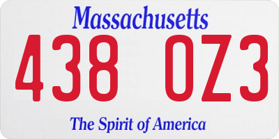 MA license plate 438OZ3