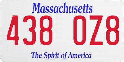 MA license plate 438OZ8