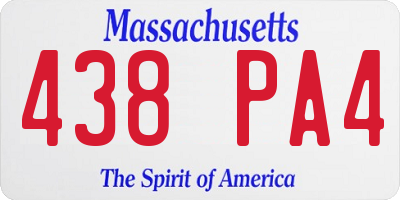 MA license plate 438PA4