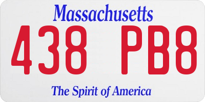 MA license plate 438PB8