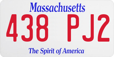 MA license plate 438PJ2
