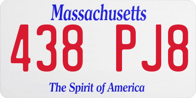 MA license plate 438PJ8