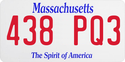 MA license plate 438PQ3