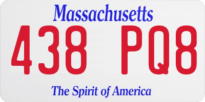 MA license plate 438PQ8
