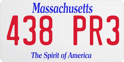 MA license plate 438PR3