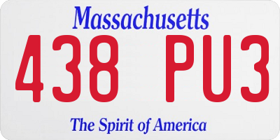 MA license plate 438PU3