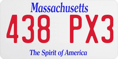 MA license plate 438PX3