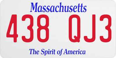 MA license plate 438QJ3