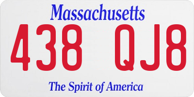 MA license plate 438QJ8