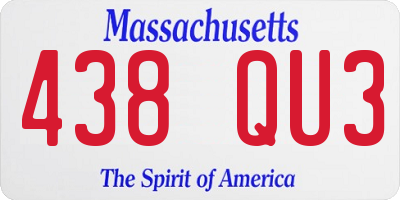 MA license plate 438QU3