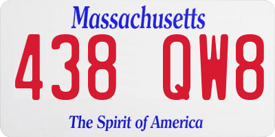 MA license plate 438QW8