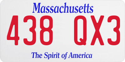 MA license plate 438QX3