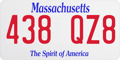 MA license plate 438QZ8