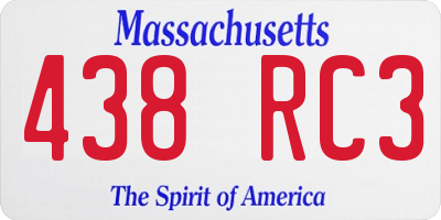 MA license plate 438RC3