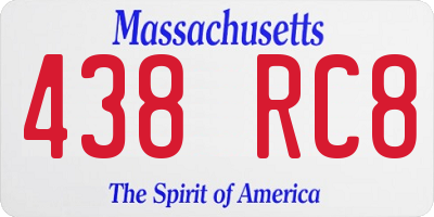 MA license plate 438RC8