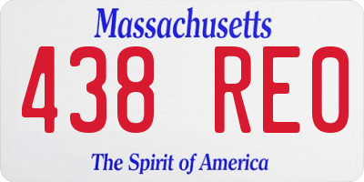 MA license plate 438RE0
