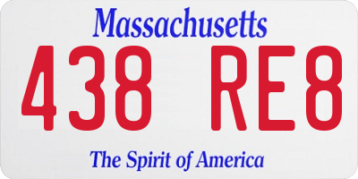 MA license plate 438RE8