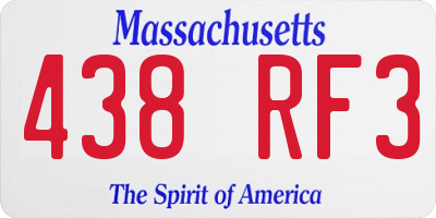 MA license plate 438RF3