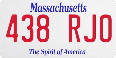 MA license plate 438RJ0