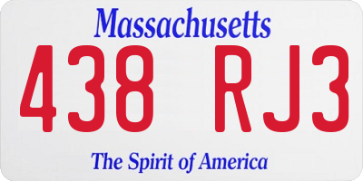 MA license plate 438RJ3