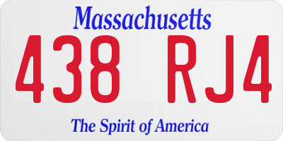 MA license plate 438RJ4