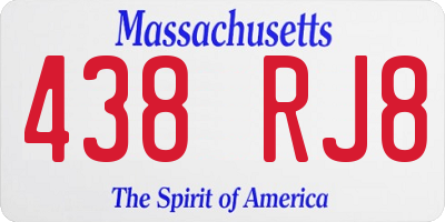 MA license plate 438RJ8