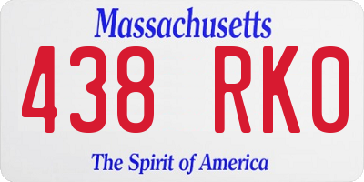 MA license plate 438RK0