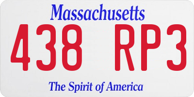 MA license plate 438RP3