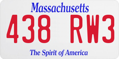 MA license plate 438RW3