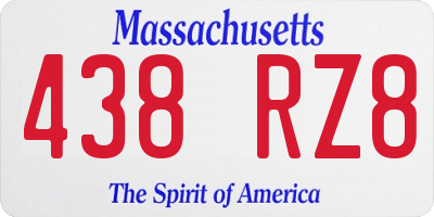 MA license plate 438RZ8