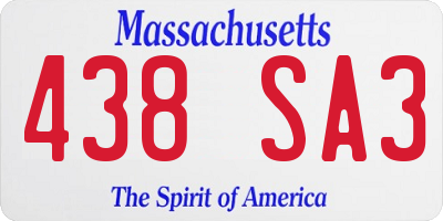 MA license plate 438SA3