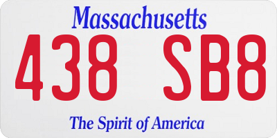 MA license plate 438SB8