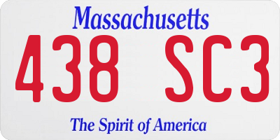 MA license plate 438SC3