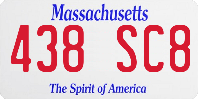 MA license plate 438SC8