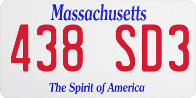 MA license plate 438SD3