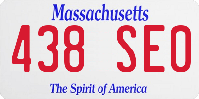 MA license plate 438SE0