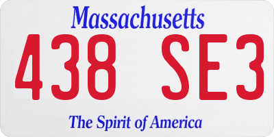 MA license plate 438SE3