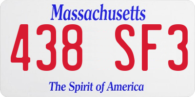 MA license plate 438SF3