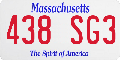 MA license plate 438SG3