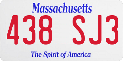 MA license plate 438SJ3