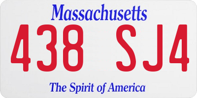 MA license plate 438SJ4