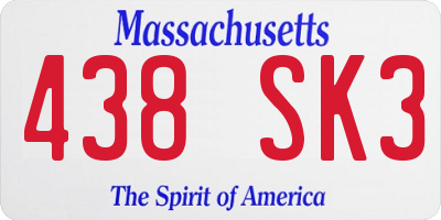 MA license plate 438SK3