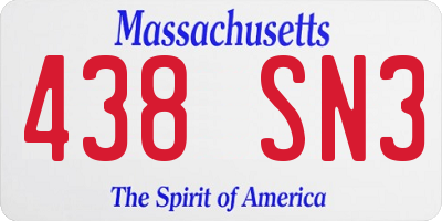 MA license plate 438SN3