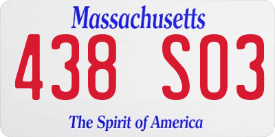 MA license plate 438SO3