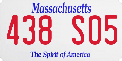 MA license plate 438SO5