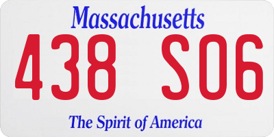 MA license plate 438SO6
