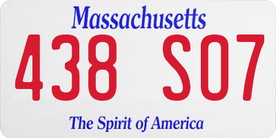 MA license plate 438SO7